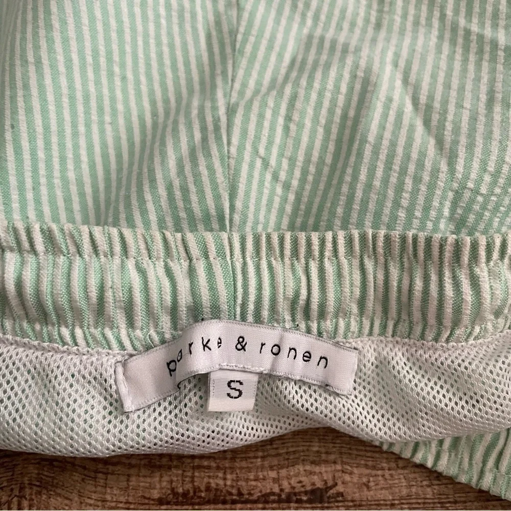Parker & Ronen Green and Stripe Swim Shorts Size Small